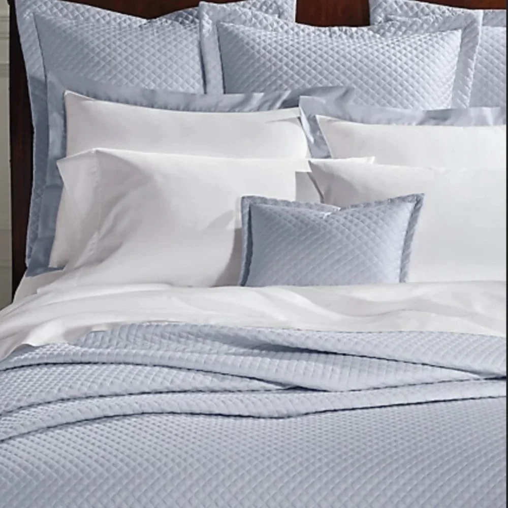 Ralph Lauren Sateen Argyle Quilt, Full/Queen Blue Hyacinth